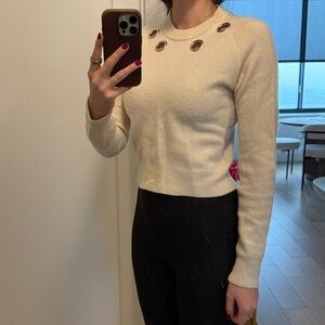 The Kooples Cream Sweater with Silver Accents